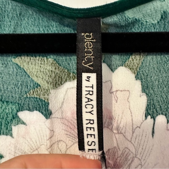 Anthropologie Green Floral Ruffle Trim Dress - Picture 2 of 6